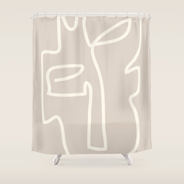 Abstract line art / Face/beige Shower Curtain Gallery Image 1