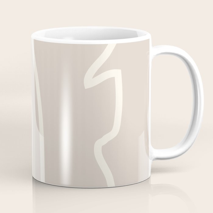Abstract line art / Face/beige Coffee Mug Gallery Image 1