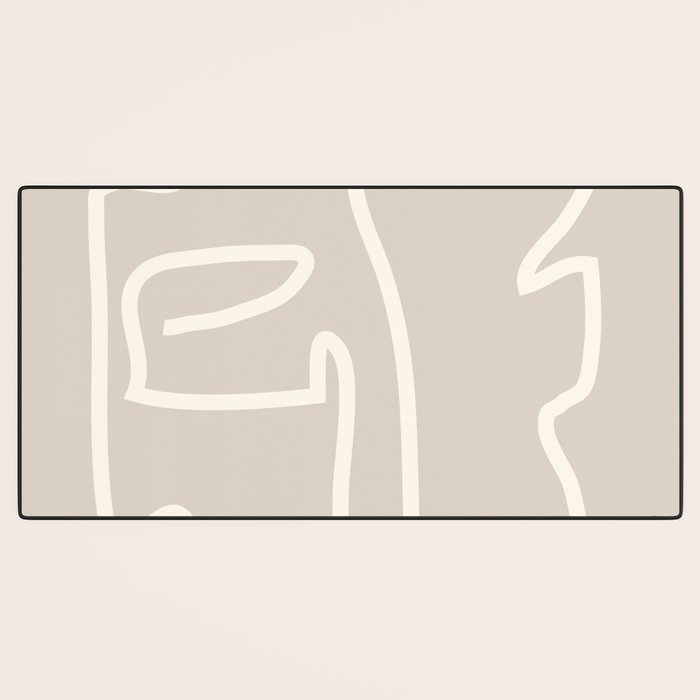 Abstract line art / Face/beige Desk Mat Gallery Image 3