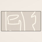 Abstract line art / Face/beige Desk Mat Gallery Image 3