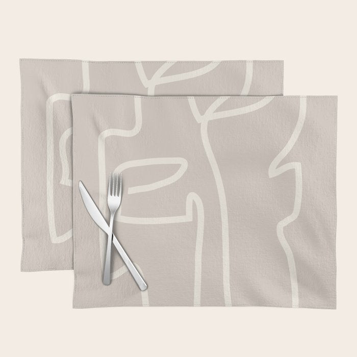 Abstract line art / Face/beige Placemat Gallery Image 1
