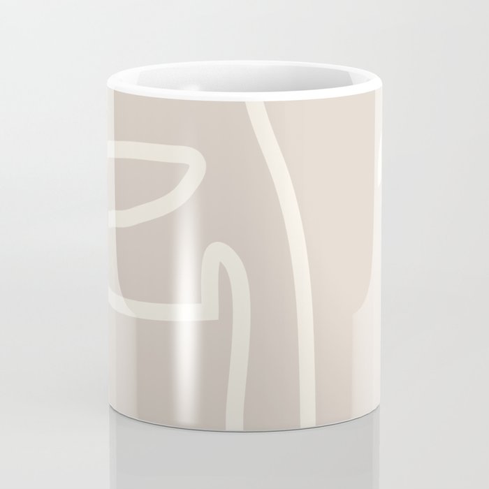 Abstract line art / Face/beige Coffee Mug Gallery Image 4