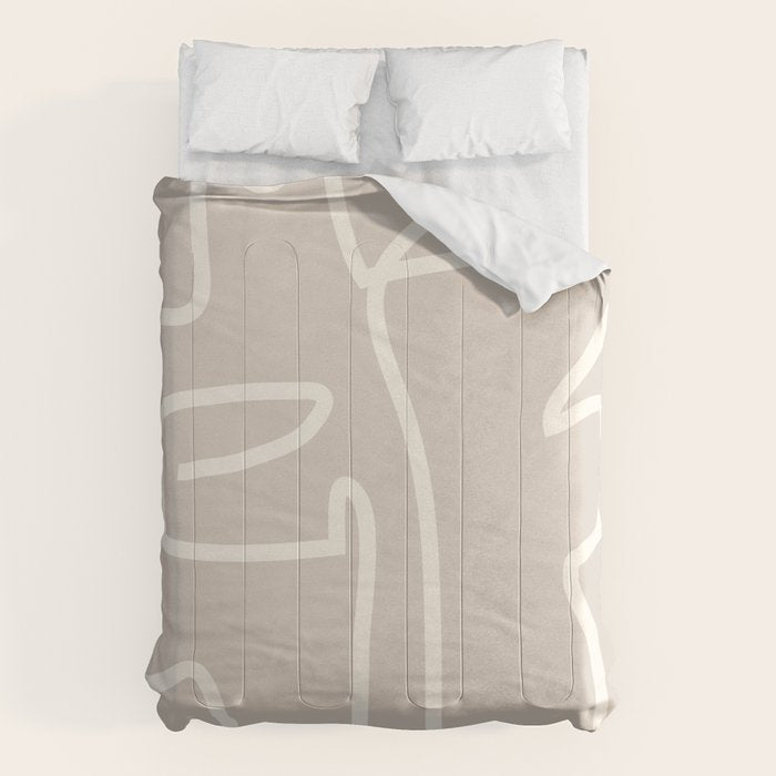 Abstract line art / Face/beige Comforter Gallery Image 6