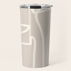 Abstract line art / Face/beige Travel Mug Gallery Image 1
