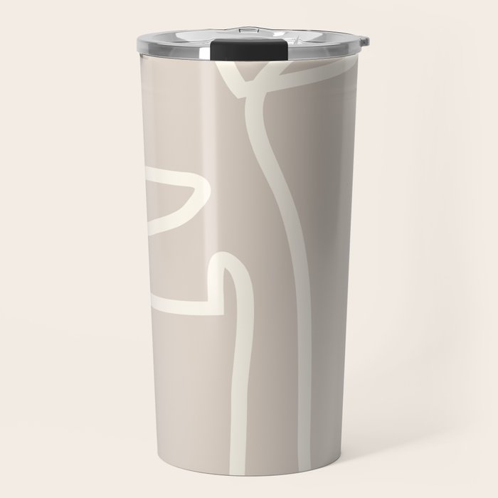 Abstract line art / Face/beige Travel Mug Gallery Image 1