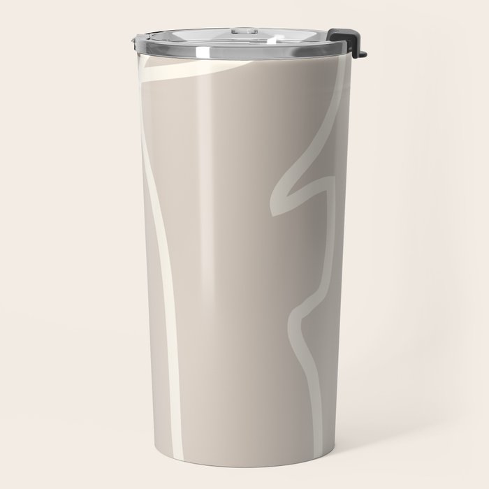 Abstract line art / Face/beige Travel Mug Gallery Image 2