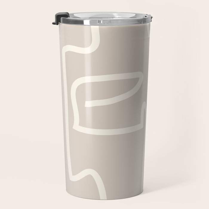 Abstract line art / Face/beige Travel Mug Gallery Image 3