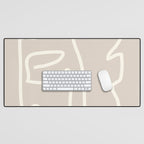Abstract line art / Face/beige Desk Mat Gallery Image 1