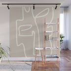 Abstract line art / Face/beige Wall Mural Gallery Image 1