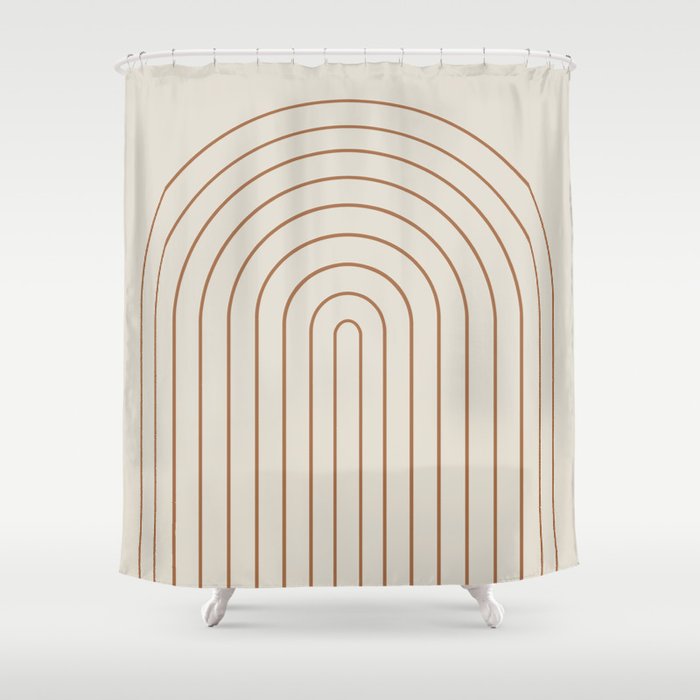 Minimal Arch XVI Earthy Natural Modern Geometric Lines Shower Curtain Gallery Image 1