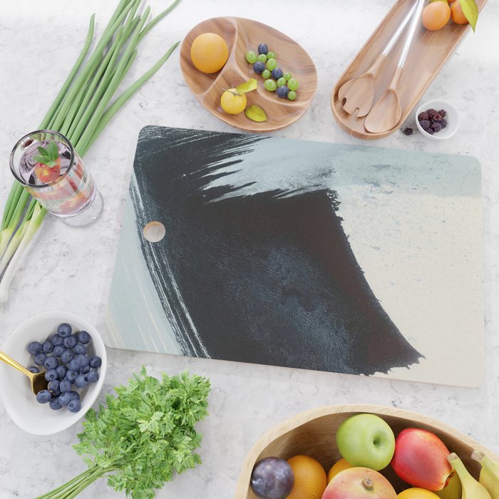 Like A Gentle Hurricane [2]: a minimal, abstract piece in blues and white by Alyssa Hamilton Art Cutting Board Gallery Image 2