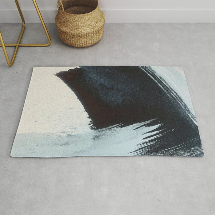 Like A Gentle Hurricane [2]: a minimal, abstract piece in blues and white by Alyssa Hamilton Art Rug Gallery Image 1