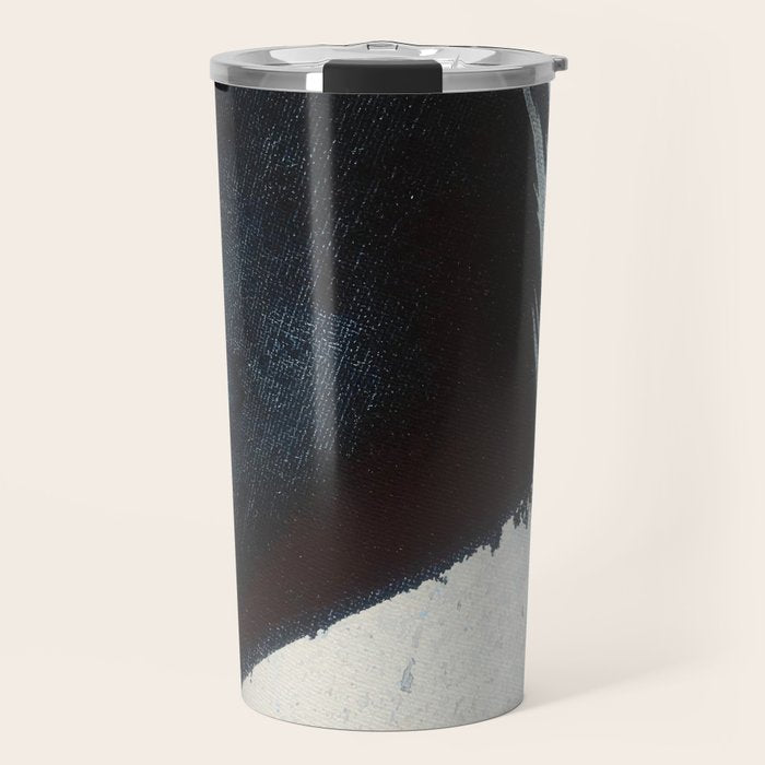 Like A Gentle Hurricane [2]: a minimal, abstract piece in blues and white by Alyssa Hamilton Art Travel Mug Gallery Image 1