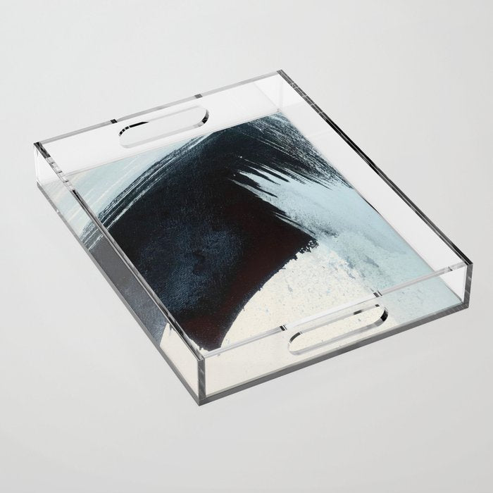 Like A Gentle Hurricane [2]: a minimal, abstract piece in blues and white by Alyssa Hamilton Art Acrylic Tray Gallery Image 1