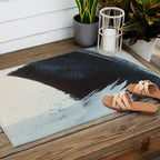 Like A Gentle Hurricane [2]: a minimal, abstract piece in blues and white by Alyssa Hamilton Art Outdoor Rug Gallery Image 2