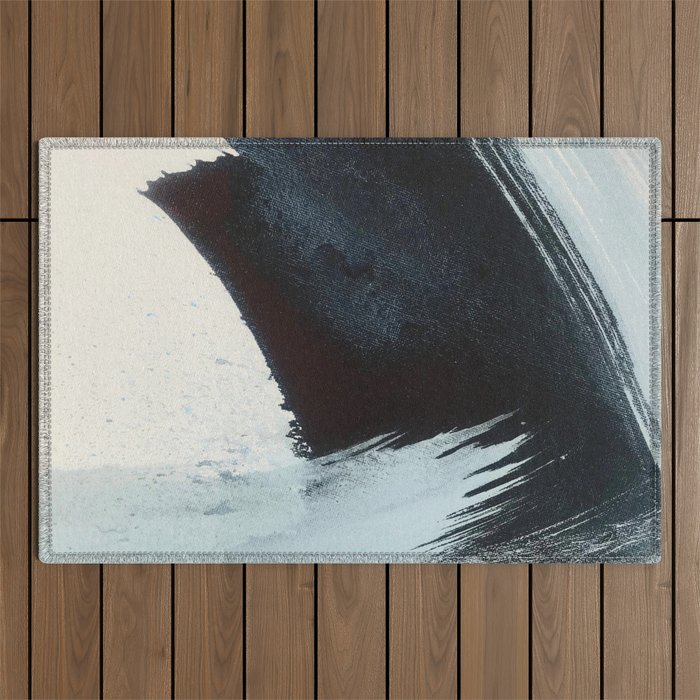 Like A Gentle Hurricane [2]: a minimal, abstract piece in blues and white by Alyssa Hamilton Art Outdoor Rug Gallery Image 1