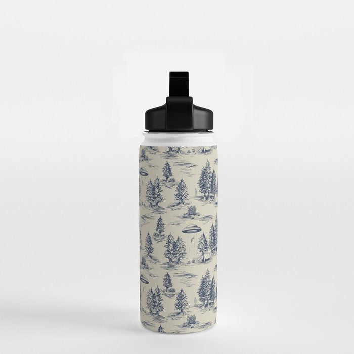 Alien Abduction Toile De Jouy Pattern in Blue Water Bottle Gallery Image 2