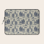 Alien Abduction Toile De Jouy Pattern in Blue Laptop Sleeve Gallery Image 1