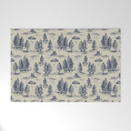 Alien Abduction Toile De Jouy Pattern in Blue Welcome Mat Gallery Image 1