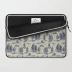 Alien Abduction Toile De Jouy Pattern in Blue Laptop Sleeve Gallery Image 2