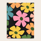 Retro Flower - Big Daisy Black background Notebook Gallery Image 4