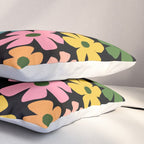 Retro Flower - Big Daisy Black background Pillow Sham Gallery Image 3