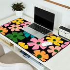 Retro Flower - Big Daisy Black background Desk Mat Gallery Image 2