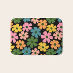 Retro Flower - Big Daisy Black background Bath Mat Gallery Image 1