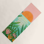 Tropical Views - Pink and Green Landscape Illustration Yoga Mat Gallery Image 1