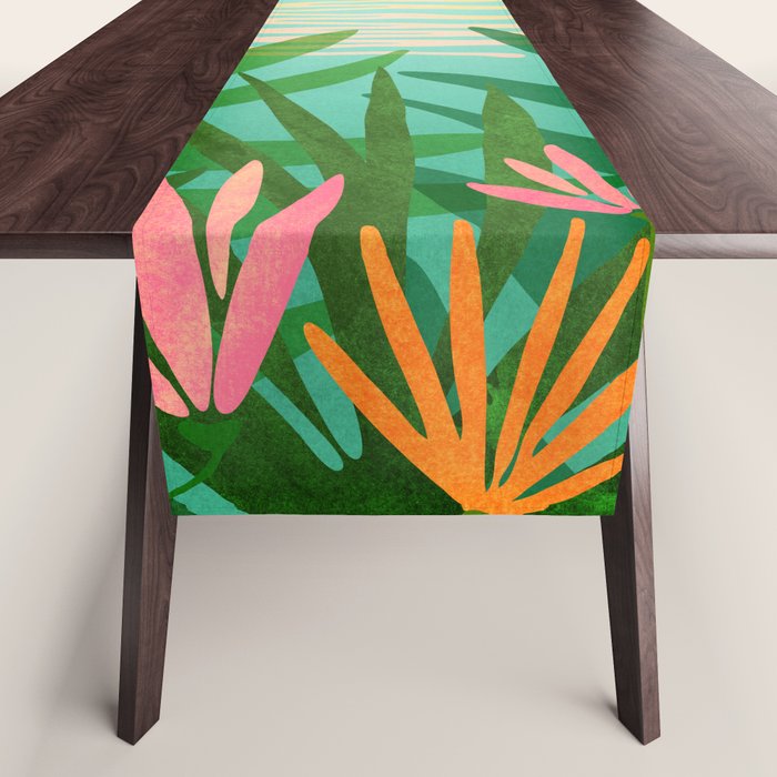 Tropical Views - Pink and Green Landscape Illustration Table Runner Gallery Image 1