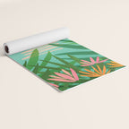 Tropical Views - Pink and Green Landscape Illustration Yoga Mat Gallery Image 2