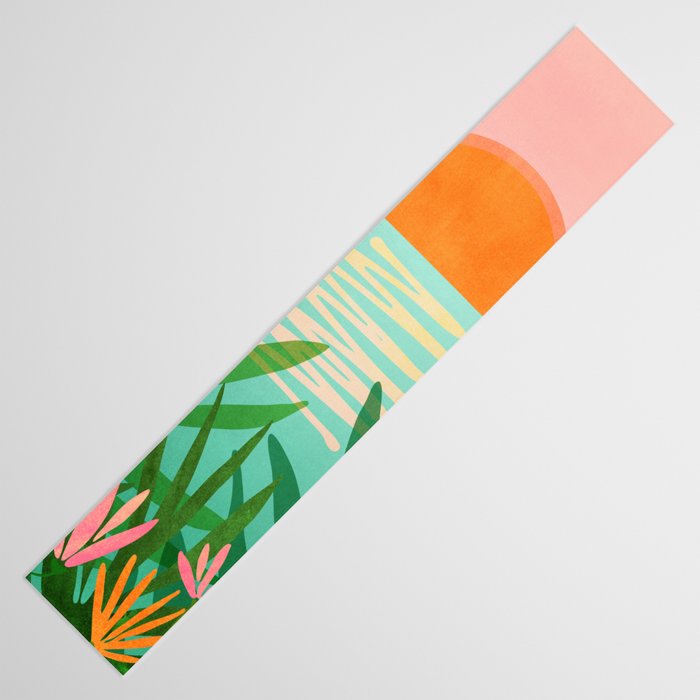 Tropical Views - Pink and Green Landscape Illustration Table Runner Gallery Image 3