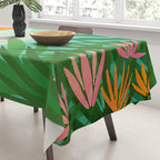 Tropical Views - Pink and Green Landscape Illustration Tablecloth Gallery Image 3