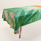 Tropical Views - Pink and Green Landscape Illustration Tablecloth Gallery Image 1