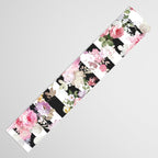 Bold pink watercolor roses floral black white stripes Table Runner Gallery Image 3