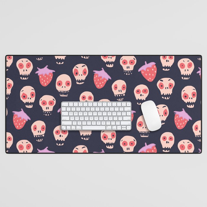 Skulls and strawberries Desk Mat Gallery Image 1