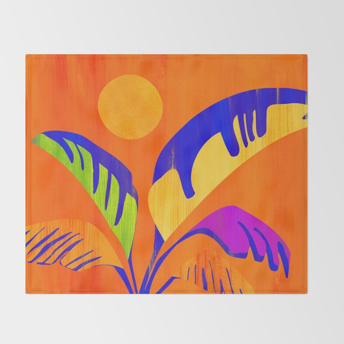 Summer Heat Abstract Botanical Series Throw Blanket Gallery Image 2