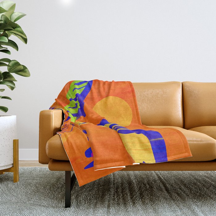 Summer Heat Abstract Botanical Series Throw Blanket Gallery Image 1