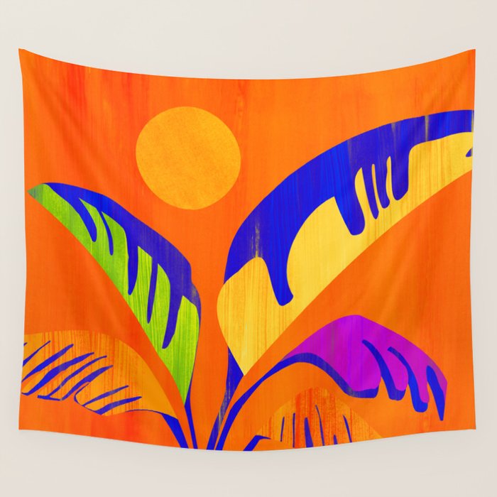 Summer Heat Abstract Botanical Series Wall Tapestry Gallery Image 1