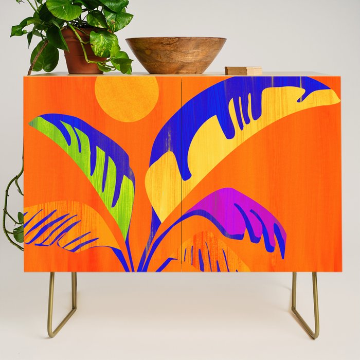 Summer Heat Abstract Botanical Series Credenza Gallery Image 1