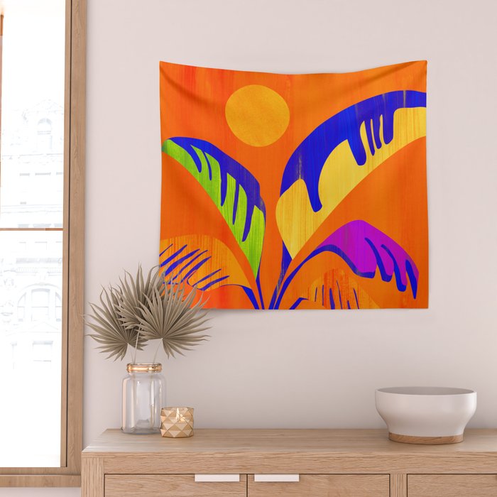 Summer Heat Abstract Botanical Series Wall Tapestry Gallery Image 2