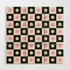 Sun & Moon Checkered Pattern Black & Cream Wood Wall Art Gallery Image 1