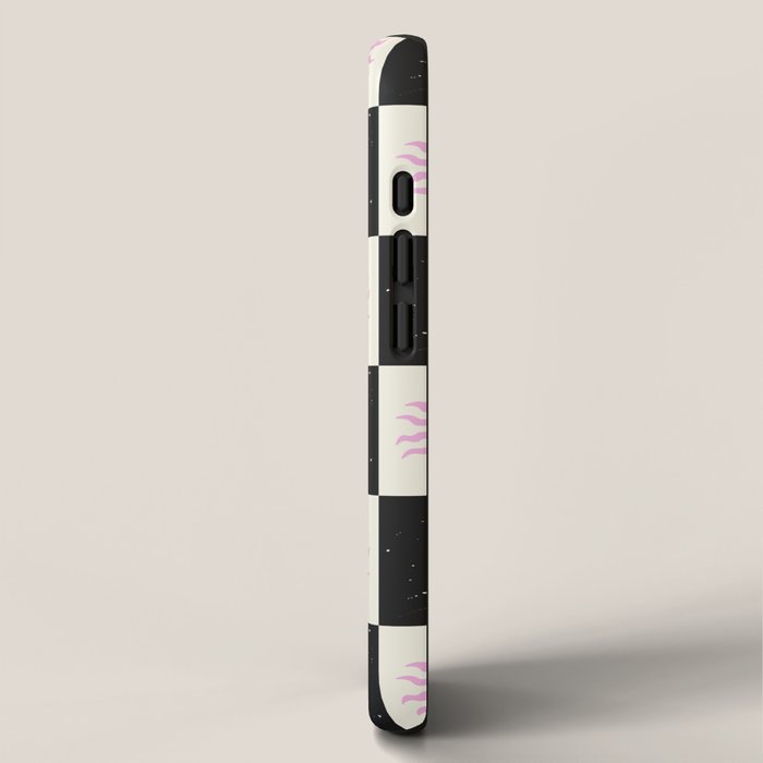 Sun & Moon Checkered Pattern Black & Cream iPhone Case Gallery Image 2