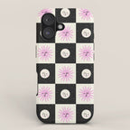 Sun & Moon Checkered Pattern Black & Cream iPhone Case Gallery Image 1