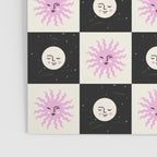 Sun & Moon Checkered Pattern Black & Cream Poster Gallery Image 3
