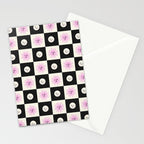 Sun & Moon Checkered Pattern Black & Cream Stationery Card Gallery Image 2