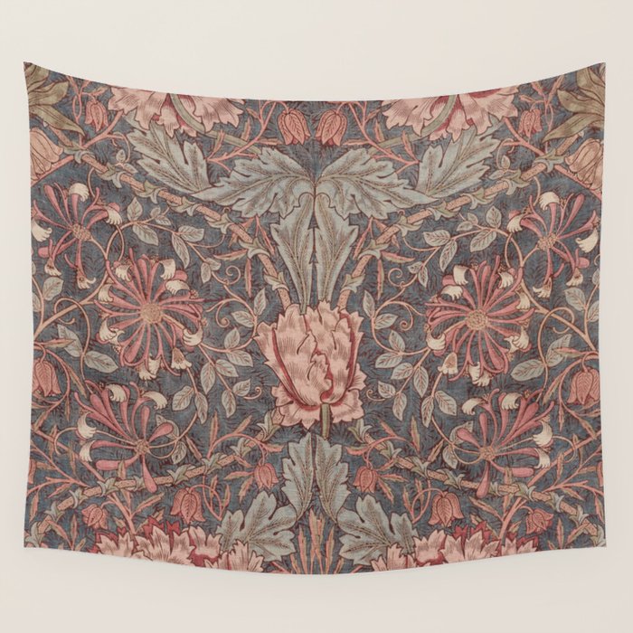 Honeysuckle Pink by William Morris Antique Vintage Victorian Jugendstil Art Nouveau Retro Pattern Wall Tapestry Gallery Image 1