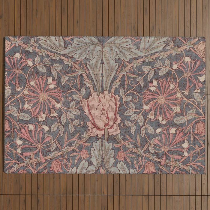 Honeysuckle Pink by William Morris Antique Vintage Victorian Jugendstil Art Nouveau Retro Pattern Outdoor Rug Gallery Image 4