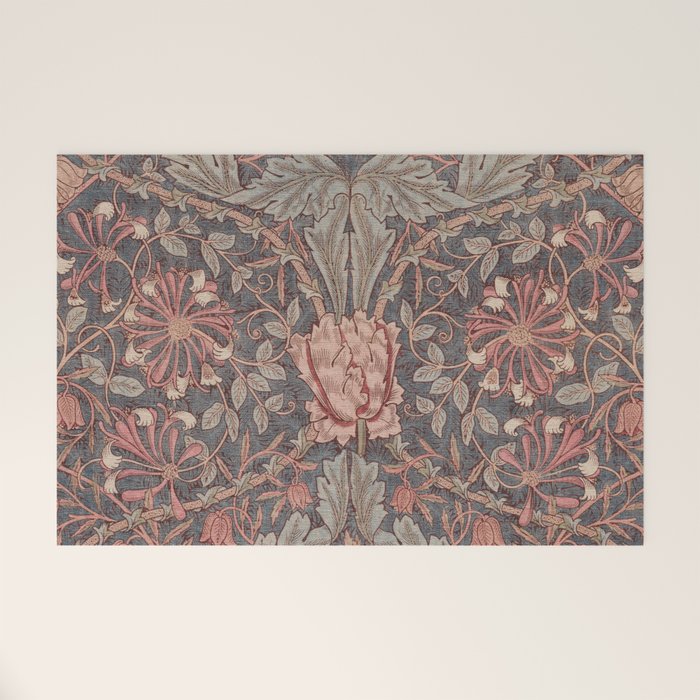 Honeysuckle Pink by William Morris Antique Vintage Victorian Jugendstil Art Nouveau Retro Pattern Welcome Mat Gallery Image 1