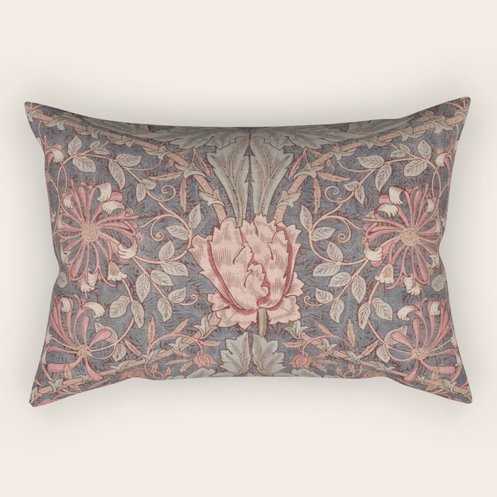 Honeysuckle Pink by William Morris Antique Vintage Victorian Jugendstil Art Nouveau Retro Pattern Rectangular Pillow Gallery Image 2